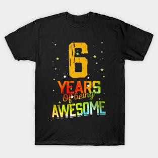 6th Birthday Girl Gift Vintage Retro 06 Years Of Being Awesome Gifts Funny 6 Years Old Boys Kids T-Shirt